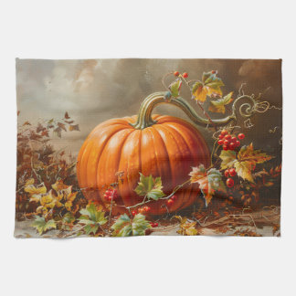 Vintage Orange Pumpkin Malerei Geschirrtuch