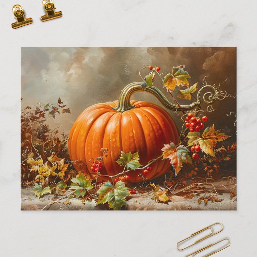 Vintage Orange Pumpkin Malerei Postkarte