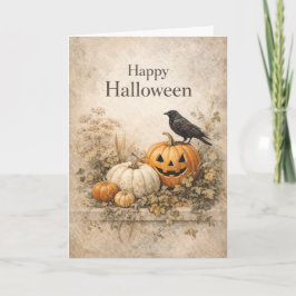 Vintage Orange Pumpkins Halloween Karte