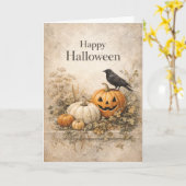 Vintage Orange Pumpkins Halloween Karte (Gelbe Blume)