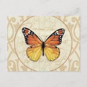 Vintage Orange Schmetterling Postkarte