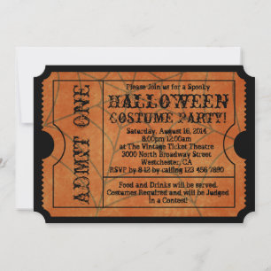 Vintage Orange Spinnennetz Halloween-Party-Ticket Einladung