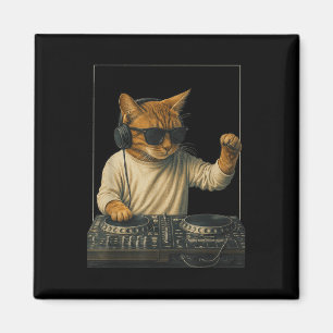 Vintage Orange Tabby Katze spielt Musik Katzenlieb Magnet