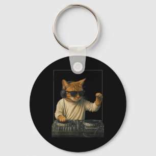 Vintage Orange Tabby Katze spielt Musik Katzenlieb Schlüsselanhänger