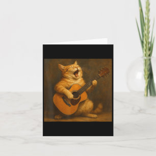 Vintage Orange Tabbykatze spielt Gitarre Karte