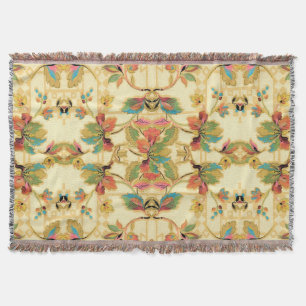 Vintage Orange Türkis Blumen Tapetenmuster Decke