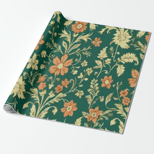 Vintage Orange und Gelbe Blumengarten-Muster Geschenkpapier