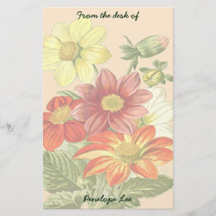 Vintage orange und gelbe Garten-Blumen Ihr Name Briefpapier