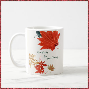 Vintage Orange- und Goldblätter sagen Danke Kaffeetasse