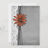 Vintage Orange- und Gray-Daisy-Hochzeit Einladung (Rückseite)