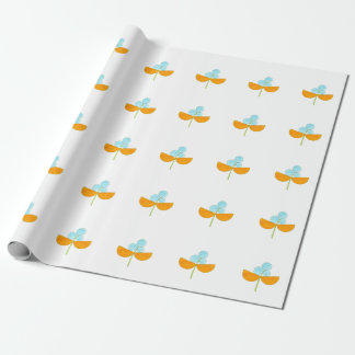 Vintage orange und himmelblaue Blumen Geschenkpapier