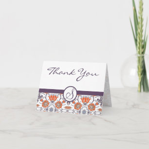 Vintage Orange und Lila wirbelnde Floral Danke