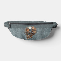Vintage Orange und Tealgrauer Steampunk-Totenkopf