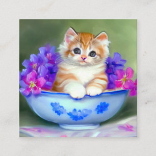 Vintage Orange- und White Kitten-Illustration Begleitkarte