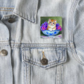 Vintage Orange- und White Kitten-Illustration Button (Beispiel)