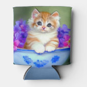 Vintage Orange- und White Kitten-Illustration Dosenkühler (Vorderseite)
