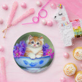 Vintage Orange- und White Kitten-Illustration Pappteller (Party)