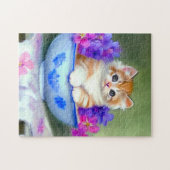 Vintage Orange- und White Kitten-Illustration Puzzle (Horizontal)