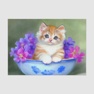 Vintage Orange- und White Kitten-Illustration Seidenpapier