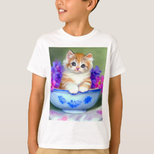Vintage Orange- und White Kitten-Illustration T-Shirt
