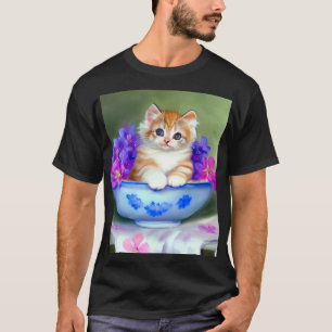 Vintage Orange- und White Kitten-Illustration T-Shirt