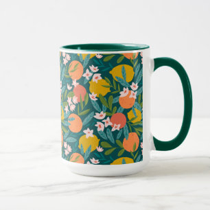 Vintage Orange- und Zitronenblütenmuster Tasse