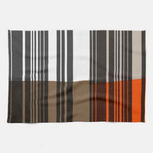 Vintage Orange Weiß Graue Streifen Kunst Muster Handtuch