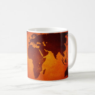 Vintage orange Weltkarte Kaffeetasse