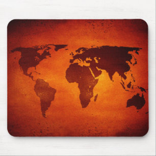 Vintage orange Weltkarte Mousepad