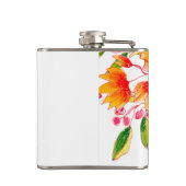 Vintage Orangefarbene Blume Personalisiert Flachmann (Rückseite)