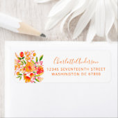 Vintage Orangefarbene Blume Rücksendeadresse (Insitu)