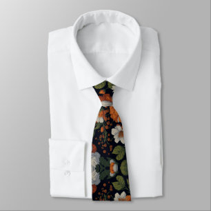 Vintage Orangefarbene, elegante Blume Krawatte