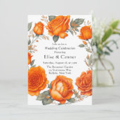 Vintage Orangefarbene Hochzeiten Einladung (Stehend Vorderseite)