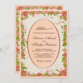 Vintage Orangefarbene islamische Hochzeit Einladung (Vorne/Hinten)