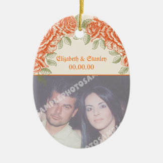 Vintage orangefarbene Rose Hochzeit Sichern Sie da Keramik Ornament