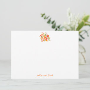 Vintage-Orangen-Aquarell-Blumen Hochzeitswunsch Dankeskarte