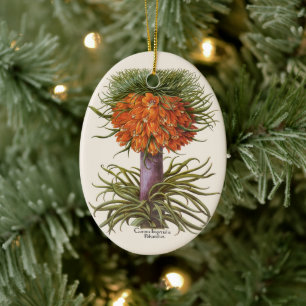 Vintage Orangen-Fritillarien-Blumen Basilius Besle Keramik Ornament