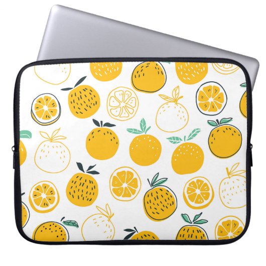 Vintage Orangen Früchte Nahtlose Illustration Laptopschutzhülle (Vorderseite)