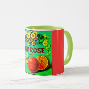 Vintage Orangen-Fruchtetikett florale Werbung Tasse