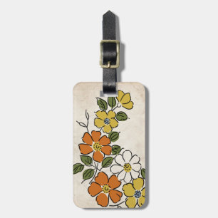 Vintage Orangen- und Gelbblumenhochzeit Gepäckanhänger