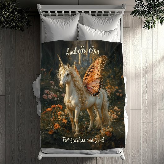 Vintage Orangen- und Weißmärchenpegasus Fleecedecke