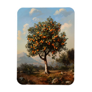 Vintage Orangenbaumlandschaft Flexible Malerei Magnet