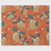 Vintage Orangenfarben Nahtloses Muster Geschenkpapier (Flach)
