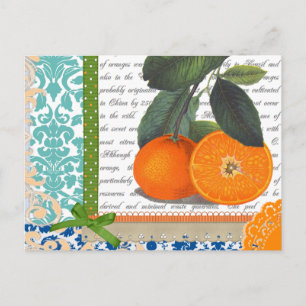 Vintage Orangenkollage Postkarte