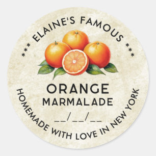 Vintage-Orangenmarmelade benutzerdefinierter Aufkl Runder Aufkleber
