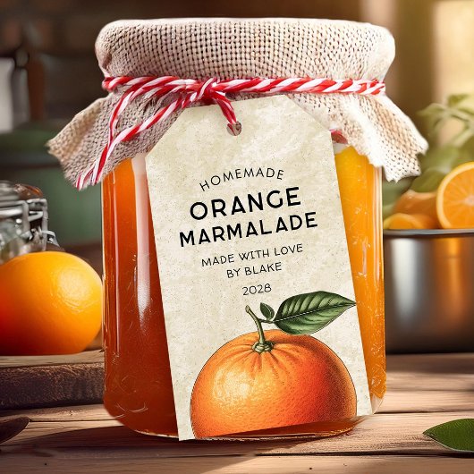 Vintage Orangenmarmelade, hausgemachte Rezeptur Geschenkanhänger