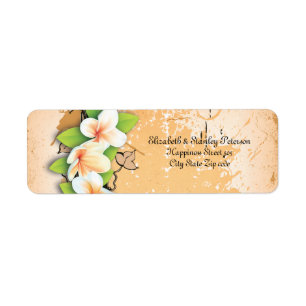 Vintage Orangenplumeria, Efeu-Hochzeitslabel