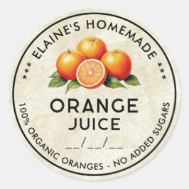 Vintage Orangensaftzutaten Runder Aufkleber