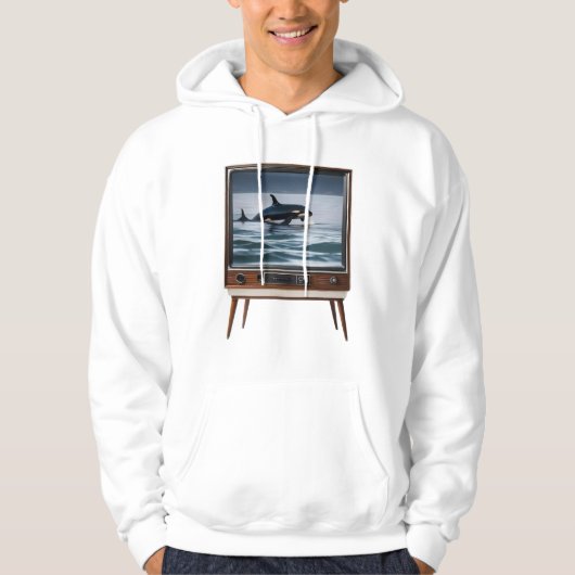 Vintage Orca Breaching Analog Television Design, Hoodie (Vorderseite)