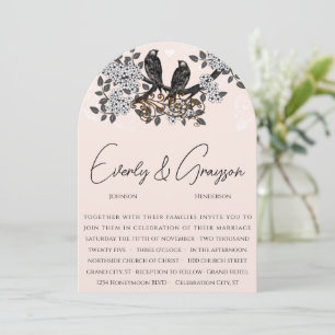 Vintage-Orchard-Blüten-Liebesvögel-Hochzeit Einladung
